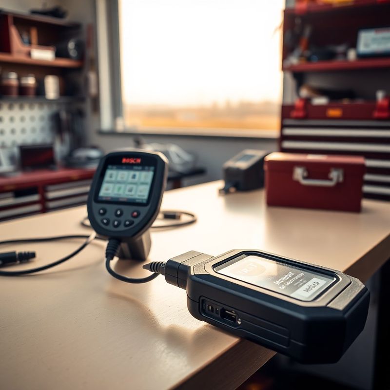 Диагностический сканер Bosch KTS подключён к OBD-разъёму автомобиля